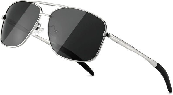 JOLLYNOVA Men's Polarized Square Aviator Sunglasses Durable Metal Frame for Fishing Driving Golf 100% UV Protection