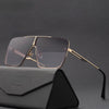 Oversized Sunglasses Men Luxury Brand Designer One Piece Mental Frame Square Sun Glasses For Man Vintage Lentes