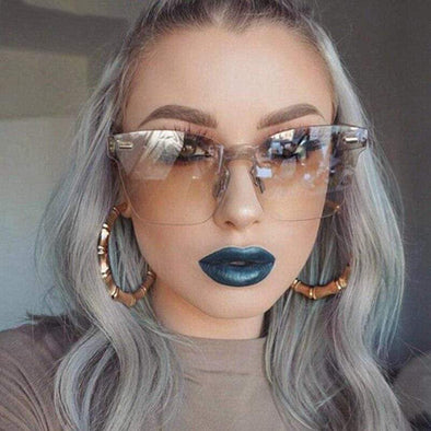 Candy Color Cat Eye Sunglasses Women Clear Lens Big Frame Shades Acetate Eyewear Ladies One Piece  Sexy Sun Glasses Female