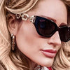 Vintage Cat Eye Sunglasses Small Metal Chain Sunglasses Elegant Eyeglasses Trend Fashion Black Shades