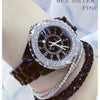 Bee Sister - New Student Watch Brand Light Luxury Ceramic Watch Women's Watch Full of Diamonds Quartz Watch Fashion