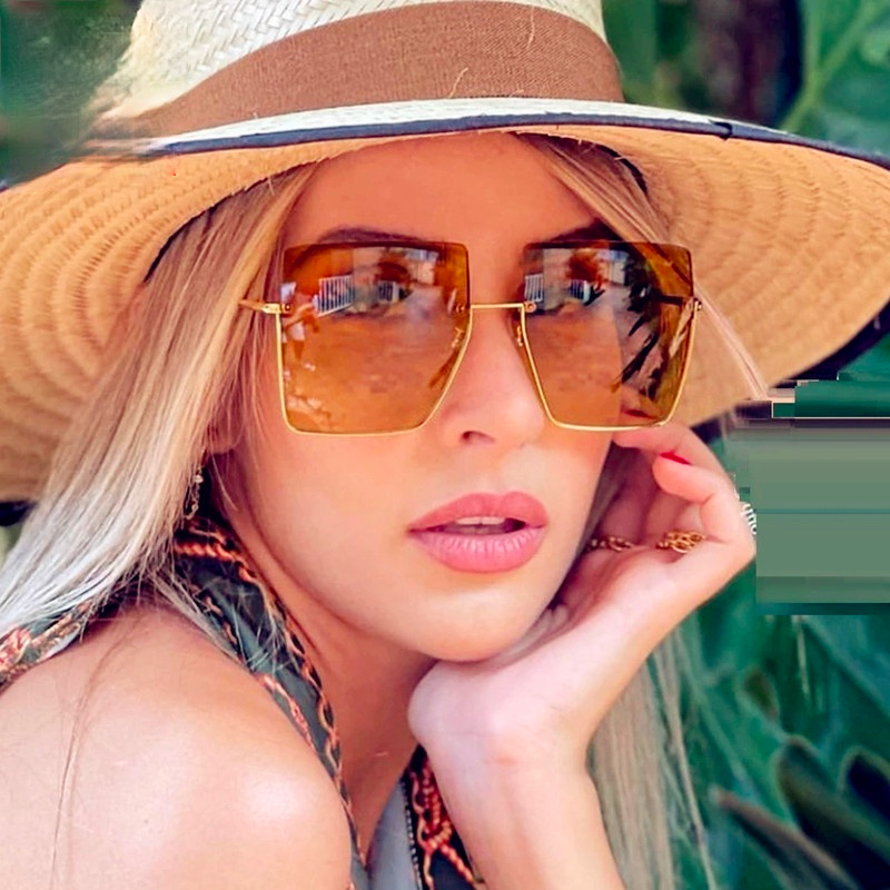 Square Rimless Sunglasses Women Luxury Glasses Women/Men Retro Brand E –  Jollynova