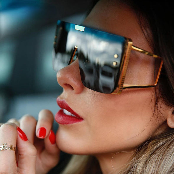 46588 Oversized Luxury Brand Sunglasses Retro Men Women Fashion One Lens Shades Uv400 Vintage Glasses