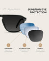 WearMe Pro Polarized Aviator One-Bridge Modern Square Mens Sunglasses