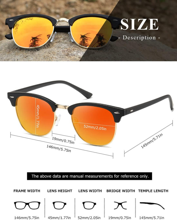 AEVOGUE Polarized Sunglasses For Women And Men Semi Rimless Frame Retro Sun Glasses AE0369
