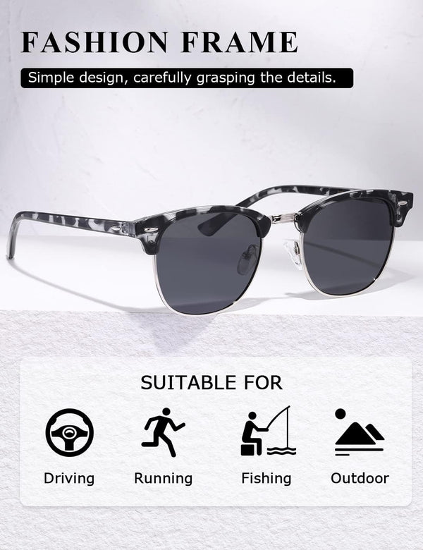 AEVOGUE Polarized Sunglasses For Women And Men Semi Rimless Frame Retro Sun Glasses AE0369