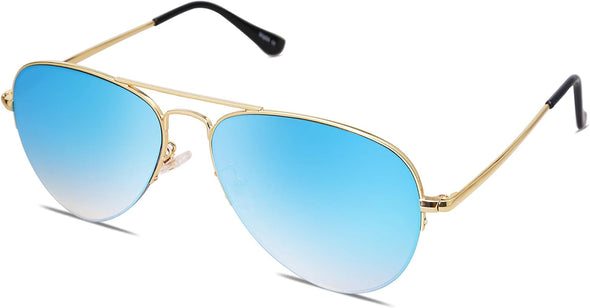 JOLLYNOVA Men's Women's Sunglasses, Classic Semi Rimless Metal Frame SJ1106