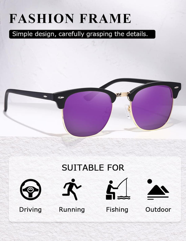 AEVOGUE Polarized Sunglasses For Women And Men Semi Rimless Frame Retro Sun Glasses AE0369