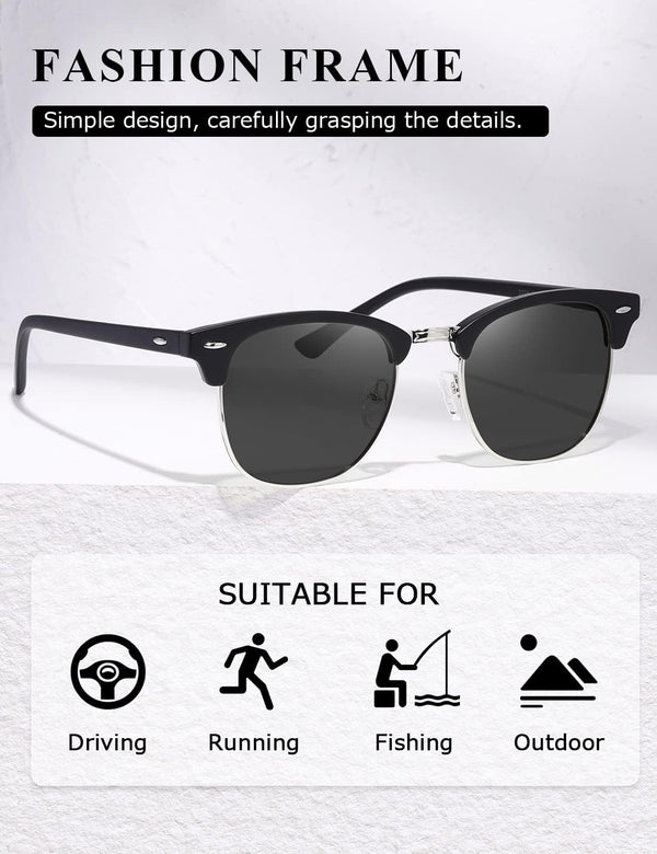AEVOGUE Polarized Sunglasses For Women And Men Semi Rimless Frame Retro Sun Glasses AE0369
