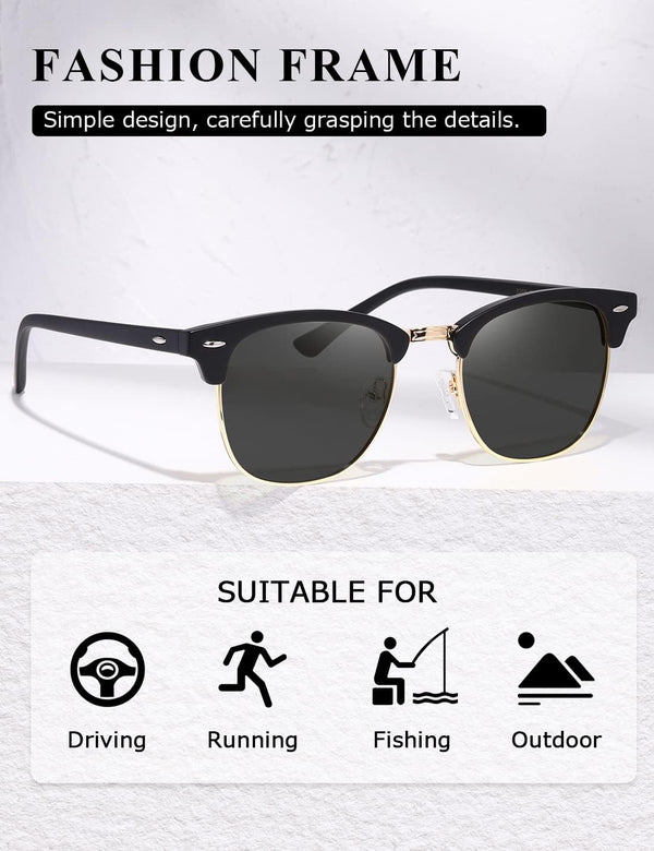 AEVOGUE Polarized Sunglasses For Women And Men Semi Rimless Frame Retro Sun Glasses AE0369
