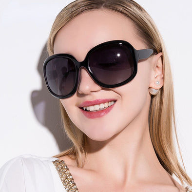 Oversized Polarized Sunglasses Women Luxury Brand Designers Oval Sun Glasses Vintage Black Shades zonnebril dames