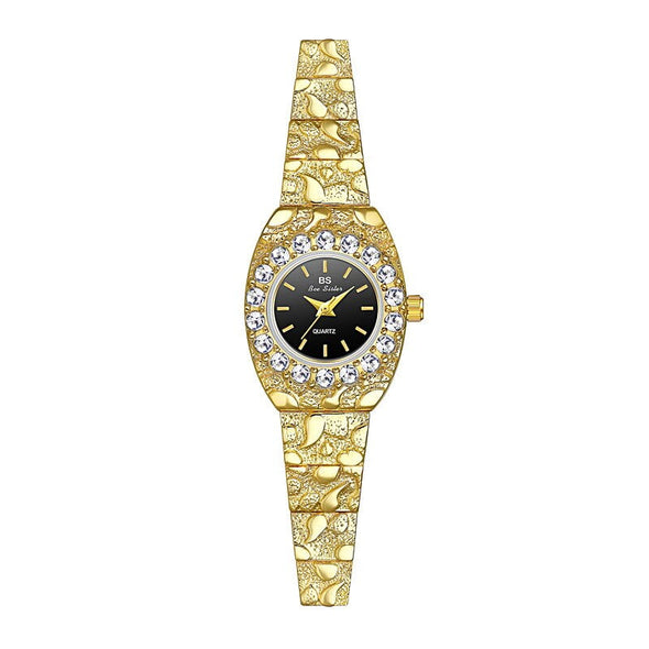 Bee Sister - Special Interest Light Luxury Atmosphere Lava Black Gold Middle Ancient Diamond Watch Temperament Gift Small Golden Watch