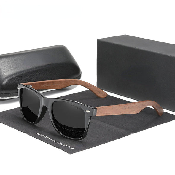 New Black Walnut  Wood Polarized Sunglasses Men's Glasses Handmade  Protection Eyewear Retro Wooden Box