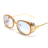 Shiny Rhinestone Sunglasses Women Luxury Diamond Oval Sun Glasses for Ladies Hollow Floral Metal Frames Eyeglasses Eyewear