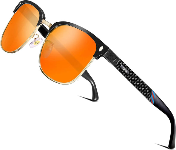 JOLLYNOVA Men's Driving Polarized Rimless Sunglasses Al-Mg Metal Frame Ultra Light
