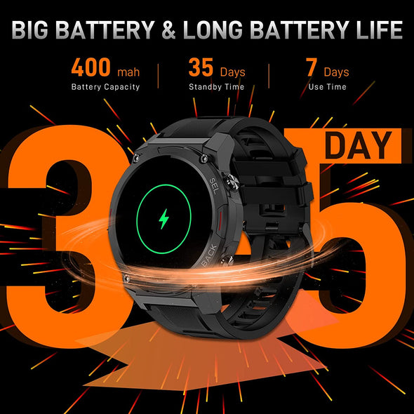JOLLYNOVA Military Smart Watch DM51 for Men(Answer/Make Call) 1.43" AMOLED Always On Display Rugged Outdoor Tactical Smartwatch Waterproof Fitness Watch with Heart Rate Blood Oxygen Sleep Monitor for Android iOS