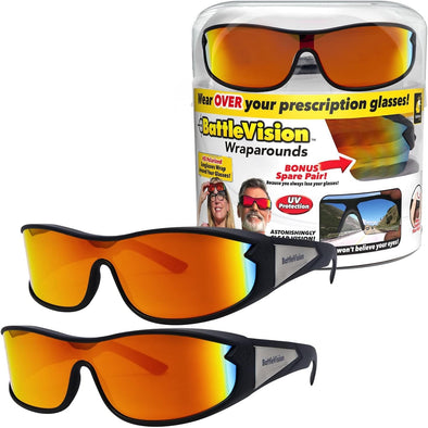 Wrap Arounds HD Polarized Sunglasses, As Seen On TV, Fits Over Your Prescription Eyeglasses and Reading, See Clearer, Anti-Glare, Protects Your Eyes by Blocking Blue & UV Rays, Unisex