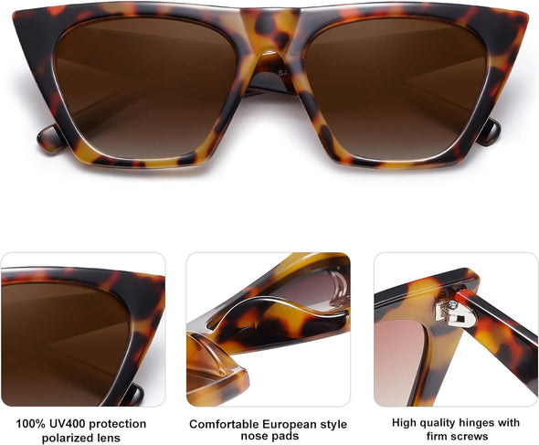 JOLLYNOVA Oversized Square Cateye Polarized Sunglasses for Women Men Big Trendy Sunnies