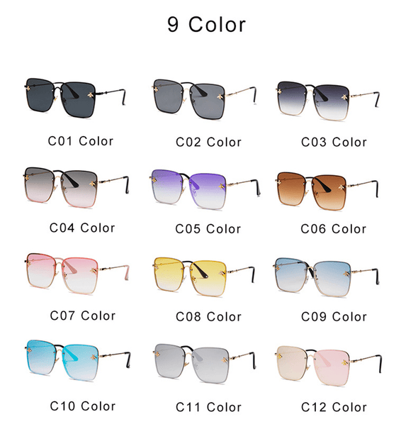 New Square Sunglasses Women Mirror Vintage Insect decoration Sun Glasses