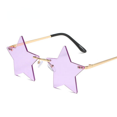 Vintage Unique Star Shape Mirror Rimless Sunglasses Women Fashion Clear Ocean Lens Eyewear Men Trending Sun Glasses Shades