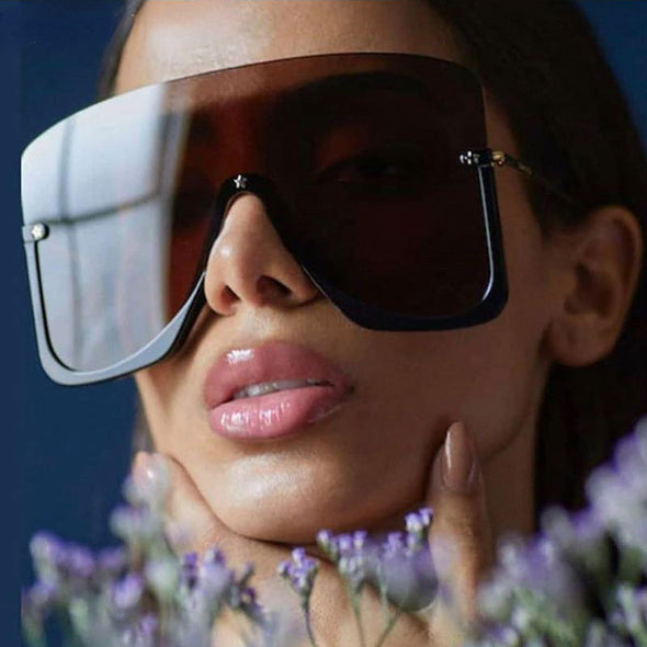 Oversized Sunglasses Women 2021 One Piece Goggle Sunglasses Men Luxury Brand Designer Gradient Mask Sunglasses Eyewear Fashion