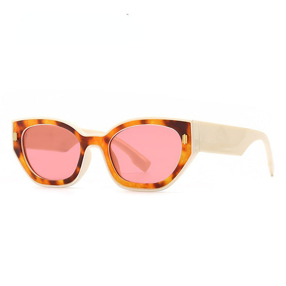 New Luxury Brand Sunglasses For Women Vintage Irregular Small Square Leopard Pint Sun Glasses Female Rivet Shades Uv400