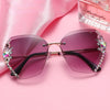 Fashion Rimless Diamond Sunglasses Women UV400 Rhinestone Female Vintage Gradient Sunglass