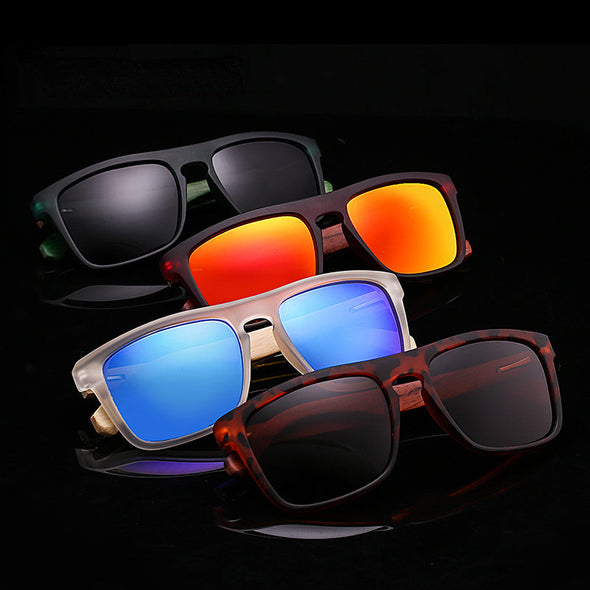 Natural Bamboo Sunglasses for Men Zebra Wood Sun Glasses Polarized Sunglasses Rectangle Lenses Driving UV400 GR8002