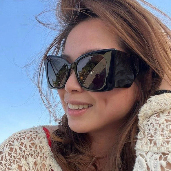 Oversized Cat Eye Sunglasses Women 2023 New Fashion Luxury Brand Big Frame Square Punk Sun Glasses Ladies Trendy Cat-Eye Eyewear