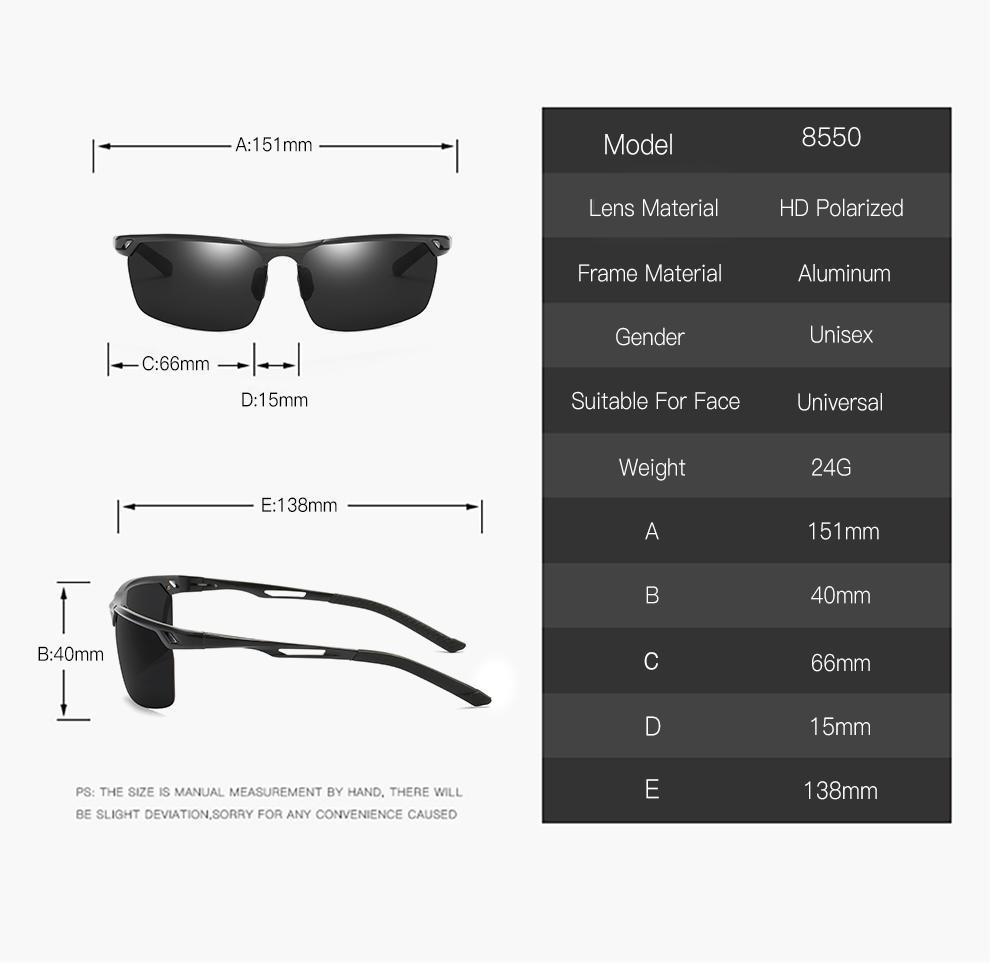 Fashion Aluminum Magnesium Sunglasses for Men Polarized Lens Eyes