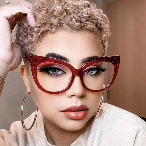 New Fashion Oversized Women Glasses Retro Cat Eye Frame Sunglasses Ins Popular Red Eyeglasses Trending Shades UV400 Wholesale