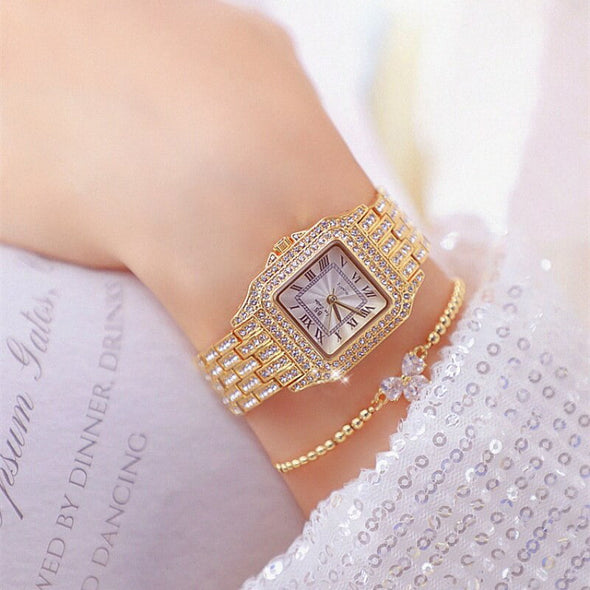 Bee Sister - New Watch Chain Watch Card Diya Rome Full Diamond Small Square Watch Female
