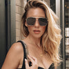 Retro Oversized Square Polarized Sunglasses for Women Men Vintage Double Bridge Shades UV400 Classic Large Metal Sun Glasses