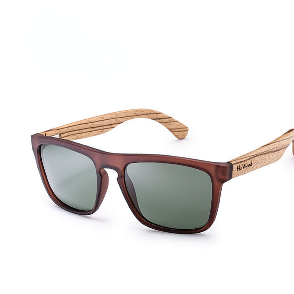 Natural Bamboo Sunglasses for Men Zebra Wood Sun Glasses Polarized Sunglasses Rectangle Lenses Driving UV400 GR8002