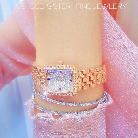 Bee Sister - Hot Waterproof Watches Full Diamond Brand Women's Quartz Popular Fashion