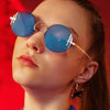 New round frame sunglasses in summer in Europe, America, online celebrity and the same personality stainless steel fashion sunglasses