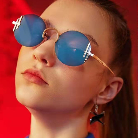 New round frame sunglasses in summer in Europe, America, online celebrity and the same personality stainless steel fashion sunglasses