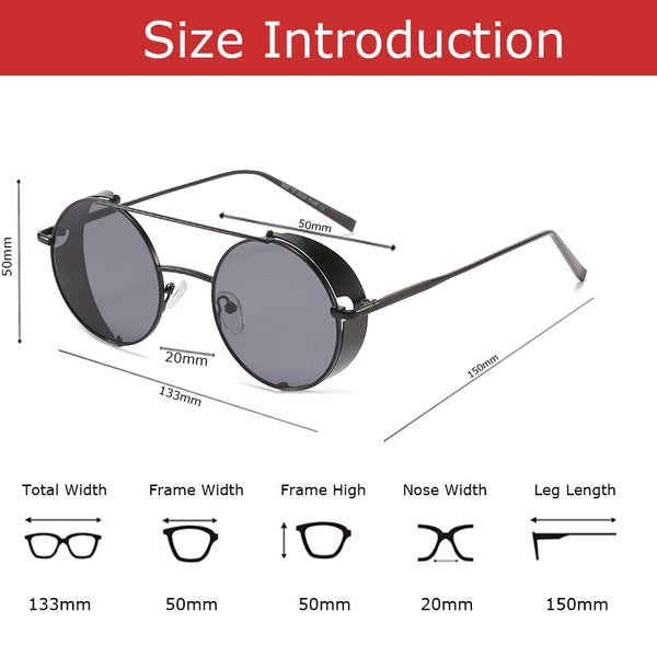 Classic Round Steampunk Sunglasses Men 2022 Fashion Vintage Metal Steam Punk Sun Glasses Male