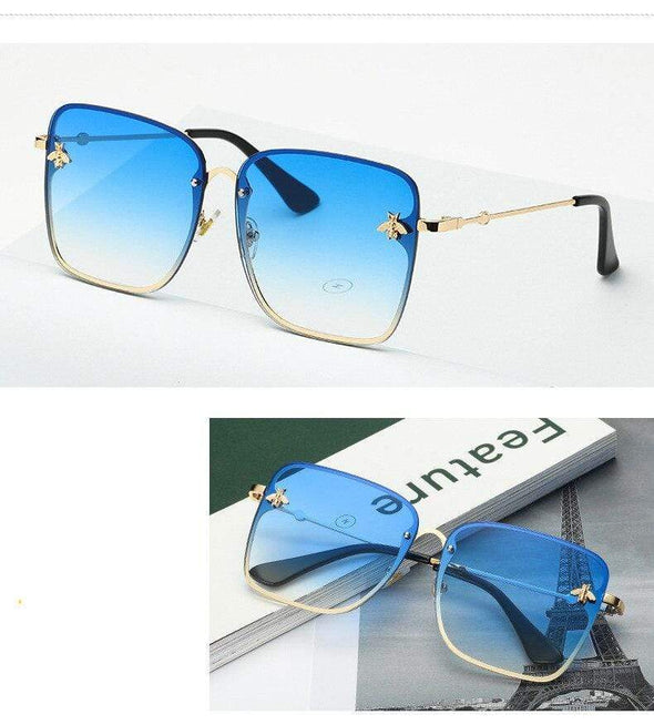 New Square Sunglasses Women Mirror Vintage Insect decoration Sun Glasses