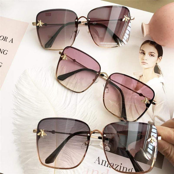 New Square Sunglasses Women Mirror Vintage Insect decoration Sun Glasses