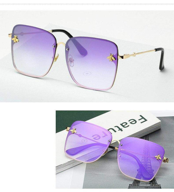 New Square Sunglasses Women Mirror Vintage Insect decoration Sun Glasses