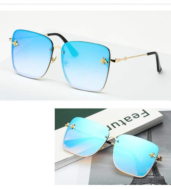 New Square Sunglasses Women Mirror Vintage Insect decoration Sun Glasses