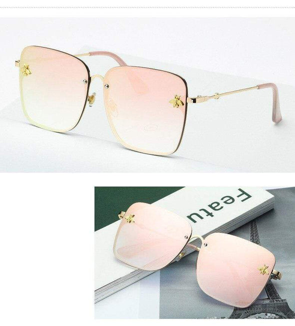 New Square Sunglasses Women Mirror Vintage Insect decoration Sun Glasses