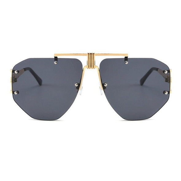 Oversized Frameless Sunglasses Ladies Women Luxury Metal Punk Sun Glasses Men Brand Design UV400 Goggles