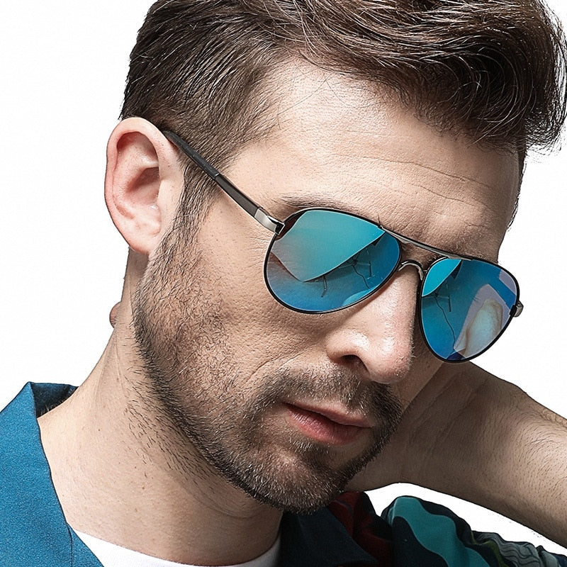 AOWEAR Men's Aviation Sunglasses Men Polarized Mirror Sunglass for