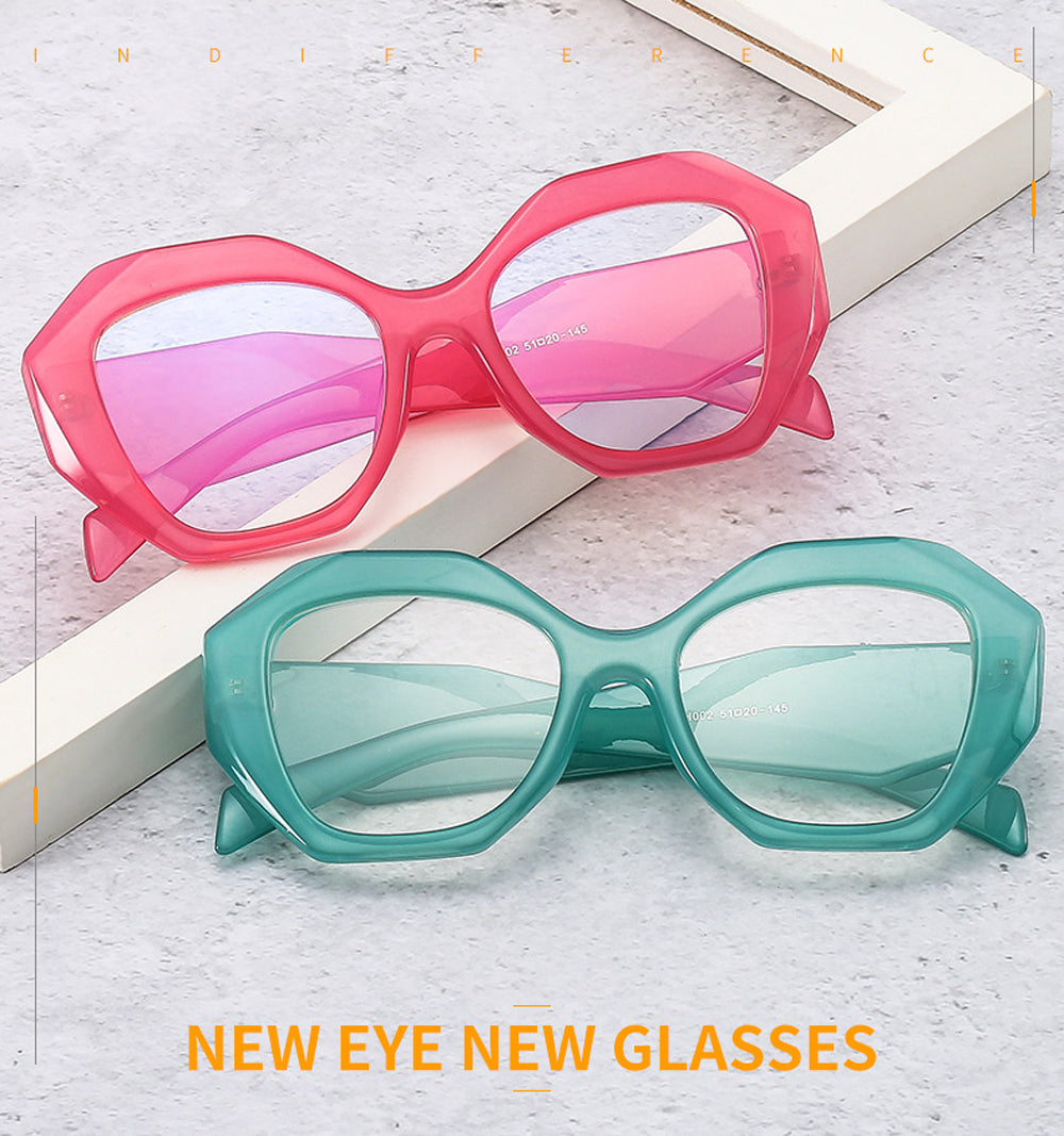 New Candy Color Polygon Square Eyeglasses For Women Vintage New