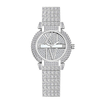 Bee Sister - New Watch Chain Watch Full Diamond Silver Women's Watch with Rhinestones Quartz Watch Popular Fashion 1036
