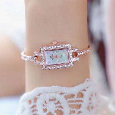 Bee Sister - New Watch Women's Quartz Watch Popular Fashion and Fully-Jewelled Square Chain Watch