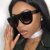 Black leopard Sunglasses Trendy Big Vintage Flat Top Sunglasses Women Rivet Shades Sun Glasses For Men Female UV400 Eyewear