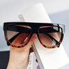 Black leopard Sunglasses Trendy Big Vintage Flat Top Sunglasses Women Rivet Shades Sun Glasses For Men Female UV400 Eyewear